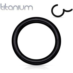 Gekleurde massief titanium segmentring met vast segment – 1.0 mm - 8 mm - Zwart