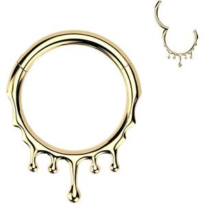 Titanium Segment Ring met Druipend Bloed - Goud - 8 mm