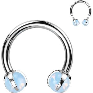 Titanium Interne Circular Barbell met Prong Set Natuursteentjes - Opaliet