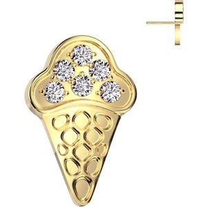 Threadless Titanium Top met Ijsje bezet met Steentjes - Goud