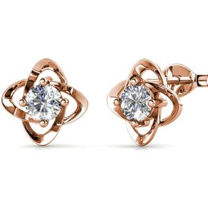 Sierlijke Sterling Zilveren Oorknopjes met Swarovski kristal - Rose Goud
