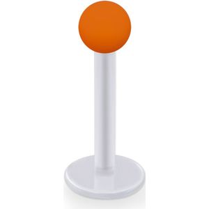 Heldere acryl labret met gekleurd acryl balletje - 6 mm - Oranje