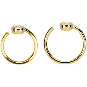 14K. gouden neus ring met helder kristallen bal - 10 mm