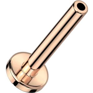 Gekleurd Massief Titanium Threadless Labret Staafje met Platte Achterkant - Rose Gold - 1.2 mm - 6 mm