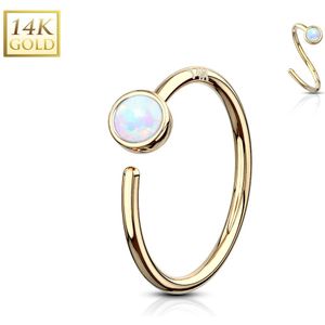14Kt. gouden neus ring met bezel set opaal steen – Geel Goud – Opaal Wit