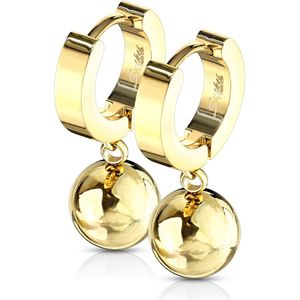 Paar gekleurde oorbellen met leuke bal hangertjes – Goud