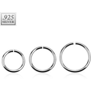 Multifunctionele piercing ring van sterling zilver – 1.2 mm – 10 mm – zilver