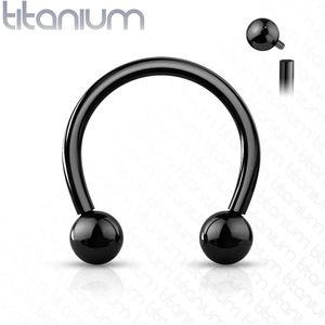 Solid titanium intern geschroefde circular barbell in 7 kleuren - Zwart - 8 mm - 12 mm - 10 mm