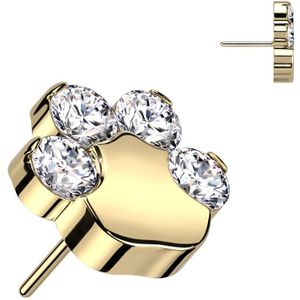 Threadless Titanium Top met Pootafdruk vol Kristalletjes - Goud - Helder