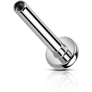 Massief titanium intern geschroefde los labret staafje met 3 mm plaatje – Zilver - 1.2 mm – 11 mm