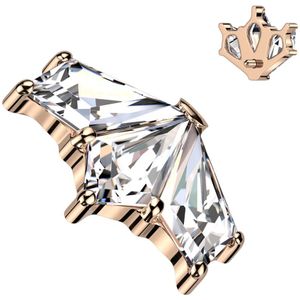 Interne Waaier Top van Titanium met Drie Markies Geslepen Steentjes - Rose Goud