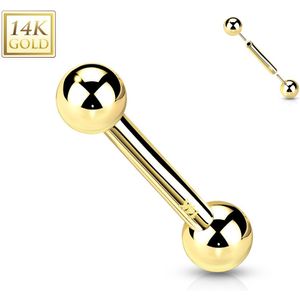 Klassieke Threadless Barbell van 14 Karaats Goud - Goud - 1.2 mm - 6 mm - 3 mm