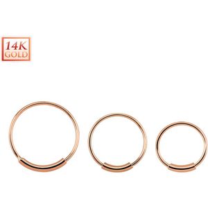 14K. rosé gouden neus ring met staafje - 9 mm