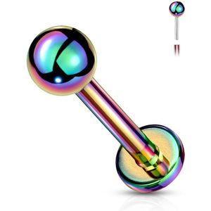Gekleurde Threadless Labret Stud met Balletje – Regenboog – 0.8 mm – 6 mm – 2 mm