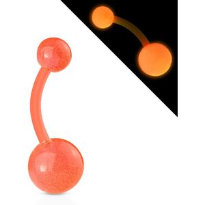 Glow in the dark bioflex navelpiercings - Oranje
