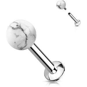 Chirurgisch Stalen Labret met Gekleurde Top van Natuursteen