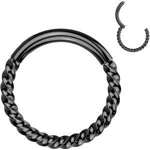 Braided Hinged Segment Ring made of 316L Surgical Steal - Zwart - 8 mm