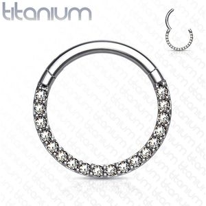 Titanium piercing ring met vast segment en voorkant kristallen – 1.6 mm – 10 mm