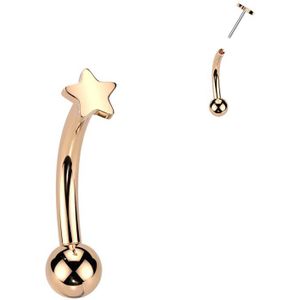 Threadless Titanium Gebogen Barbell met Sterretjes Tpp - Rose Goud