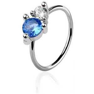 Neusring met Ronde Steen in prong setting - Aqua