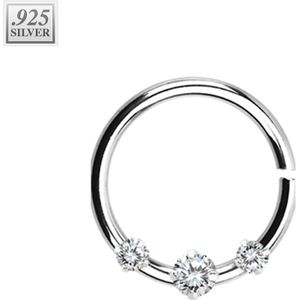 Piercing ring of .925 sterling Zilver met prong set kristallen – Helder