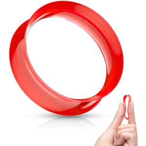 Gekleurde zachte flexibele siliconen saddle fit oor tunnel – 20 mm – Rood