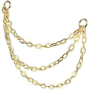 Titanium Connecter met Drie Kettinkjes - Goud - 30 mm