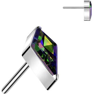 Speervormige Threadless Titanium Top - Zilver - Vitrail (Regenboog)