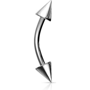 Basic gebogen barbell met spikes - 1.2 mm - 10 mm - 3x3 mm