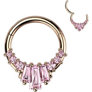Segment Click Ring met Baguette kristallen waaier – 10 mm – Rose Goud