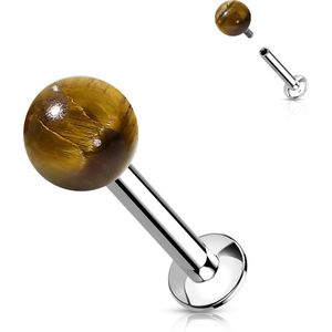 Chirurgisch Stalen Labret met Gekleurde Top van Natuursteen