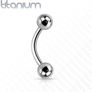 Massief titanium basic gebogen barbell met balletjes - 1.6 mm - 11 mm - 4 mm