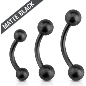 Mat zwarte gebogen barbell met balletjes - 10 mm - 4 mm