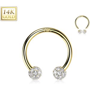 Circular Barbell van 14 Karaats Goud met Kristallen Balletjes - Goud - 10 mm
