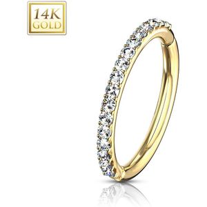 14Kt. gouden ring met vast segment en heldere side kristallen - 10 mm - Geel Goud