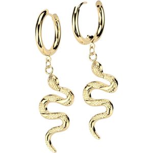 Oorringen met sierlijke Slang hanger - Goud