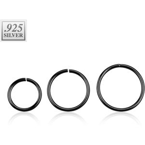 Multifunctionele piercing ring van sterling zilver – 0.8 mm – 6 mm – zwart