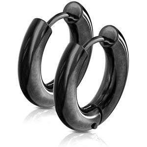 Paar gekleurde oorbel ringen met makkelijke schaniersluiting – 16 – Zwart