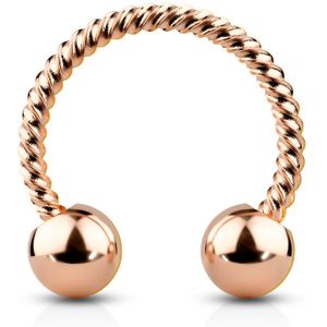 Gekleurde circular barbell met balletjes en gedraaid staafje – 10 mm – 4 mm – Rosé Goud
