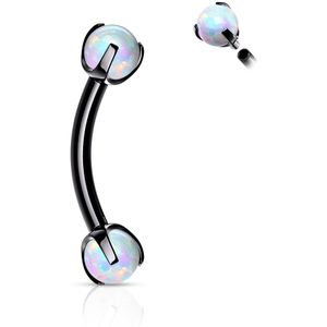 Gekleurde Chirurgisch Stalen Curved Barbell met Opaal Balletjes