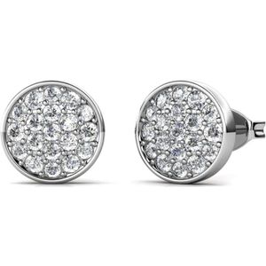 Sterling Zilveren Cirkel Oor studs vol met kristallen van Swarovski - Zilver