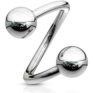 Chirurgisch stalen twister met balletjes - 1.6 mm - 11 mm - 5 mm