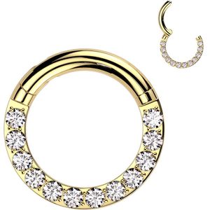 Grote Titanium Segment Ringen met Front-Facing Kristalletjes - Goud - 10 mm