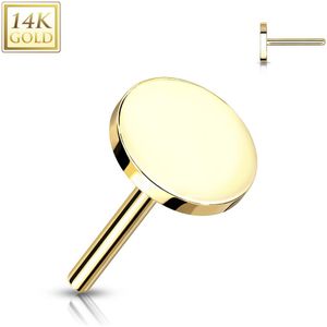 14kt. Gouden Threadless Rond Platte Top - Goud - 3 mm