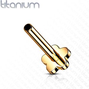 Gekleurd Massief Titanium Threadless Labret Staafje met Platte Bloem Achterkant - Rose Gold - 0.8 mm - 8 mm