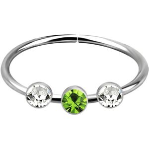 Multifunctionele Piercing Ring met Heldere en Gekleurde Steentjes – Groen