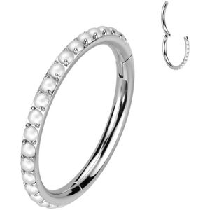 Titanium Segment Ring met parels rondom – 10 mm – Zilver