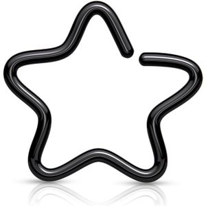 Gekleurde clip-on piercing met ster vorm - Zwart