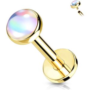 Gekleurde Stalen Labret met Platte Achterkant en Iriserende-steen Top