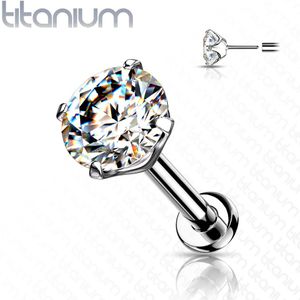 Titanium Threadless Labret met Prong Set Kristal - 0.8 mm - 8 mm - 2 mm